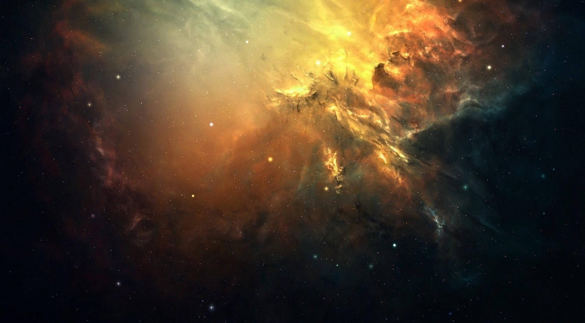 A Stunning View of Burning Cosmic Dust and Galaxy in Outer Space Wallpaper