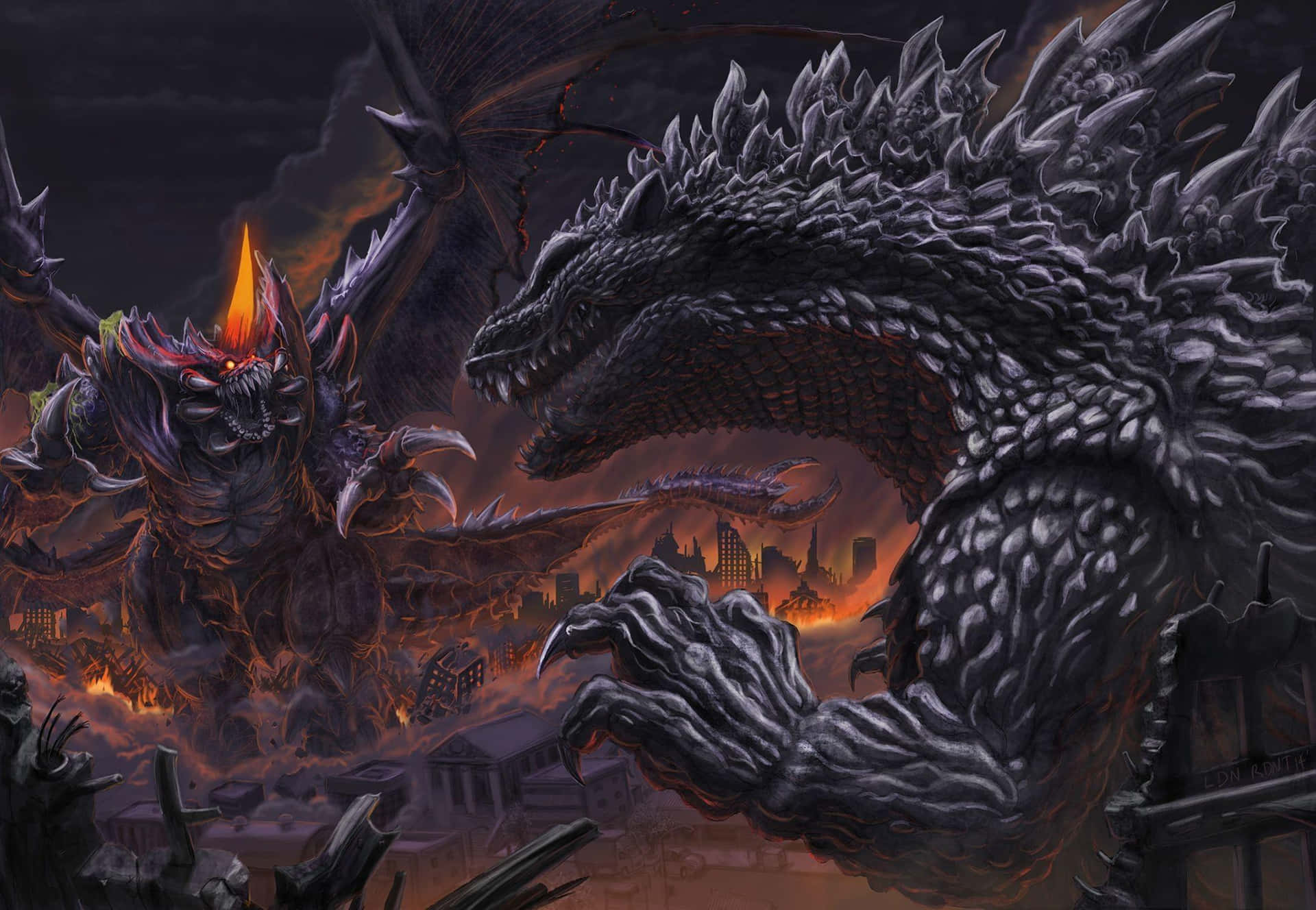 "Burning Godzilla in all its formidable glory" Wallpaper