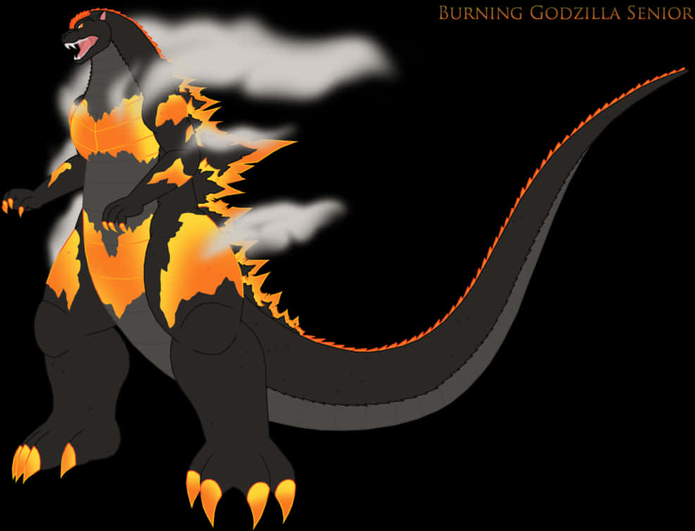 Burning Godzilla Illustration PNG