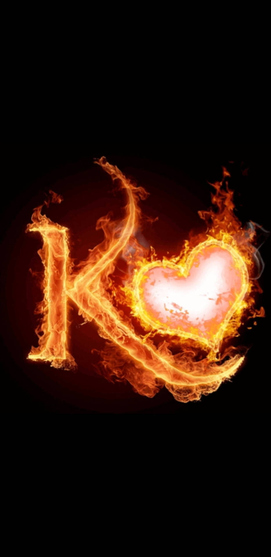 Burning K Alphabet With Heart