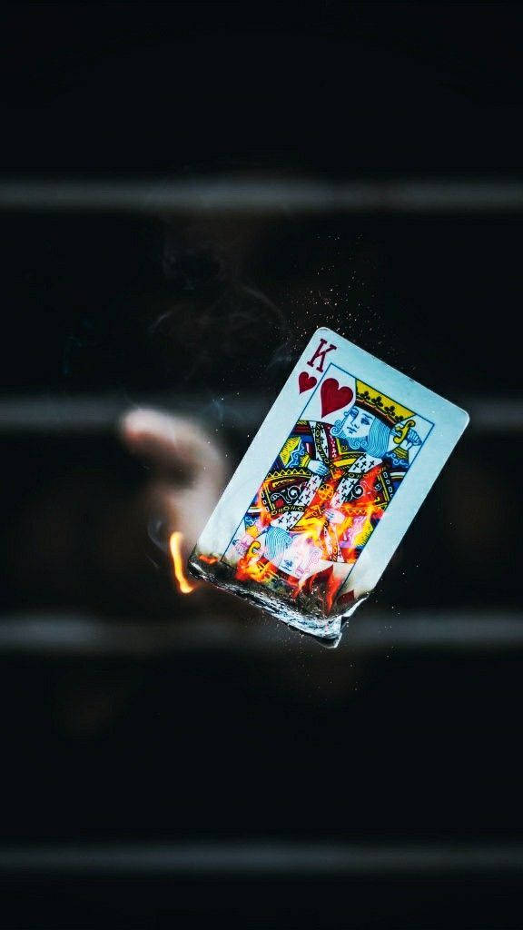 Burning King Of Hearts Rummy Card Wallpaper