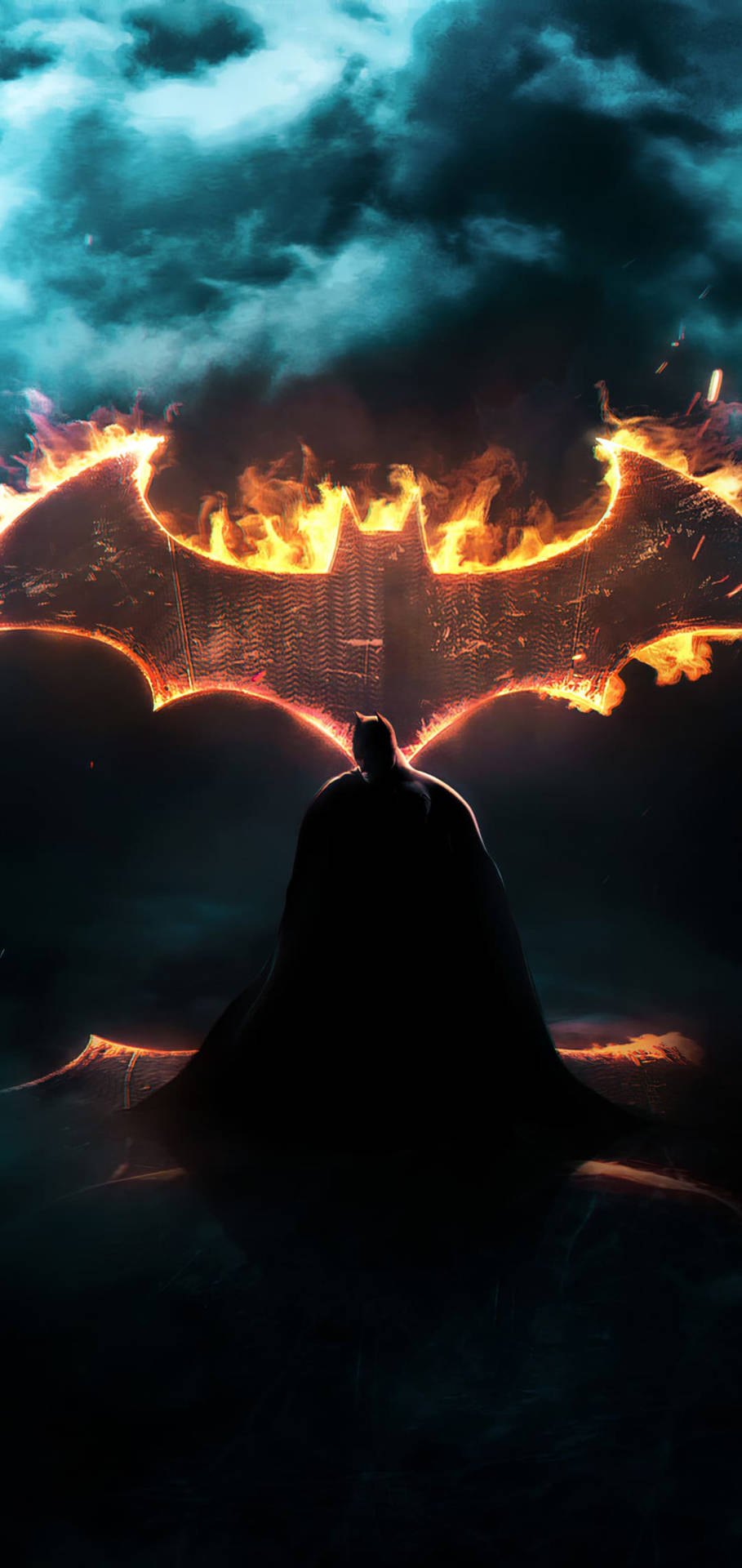 Brændende symbol af Batman Dark iPhone Wallpaper Wallpaper