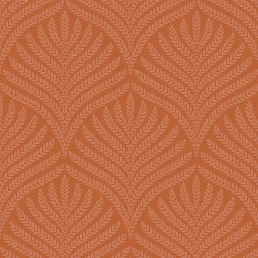 Burnt Orange Background Leaves Pattern
