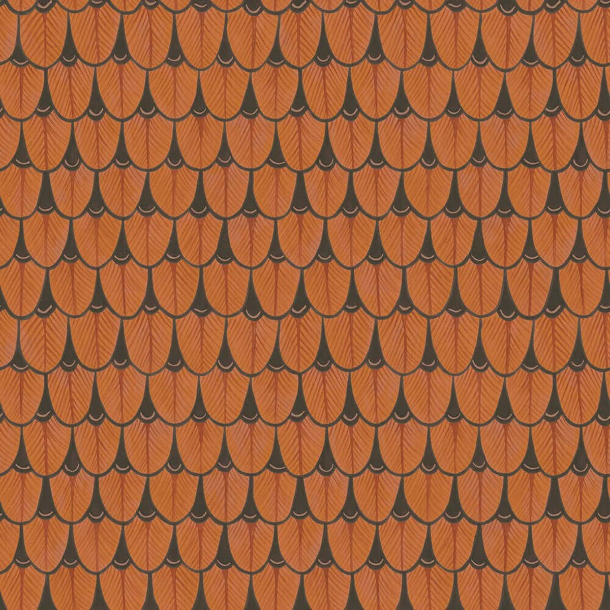 Burnt Orange Fish Scale Pattern Wallpaper