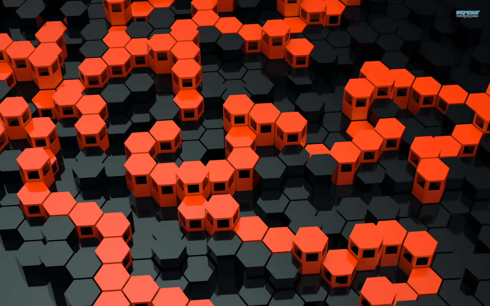 Burnt Orange Hexagonal Pattern Wallpaper