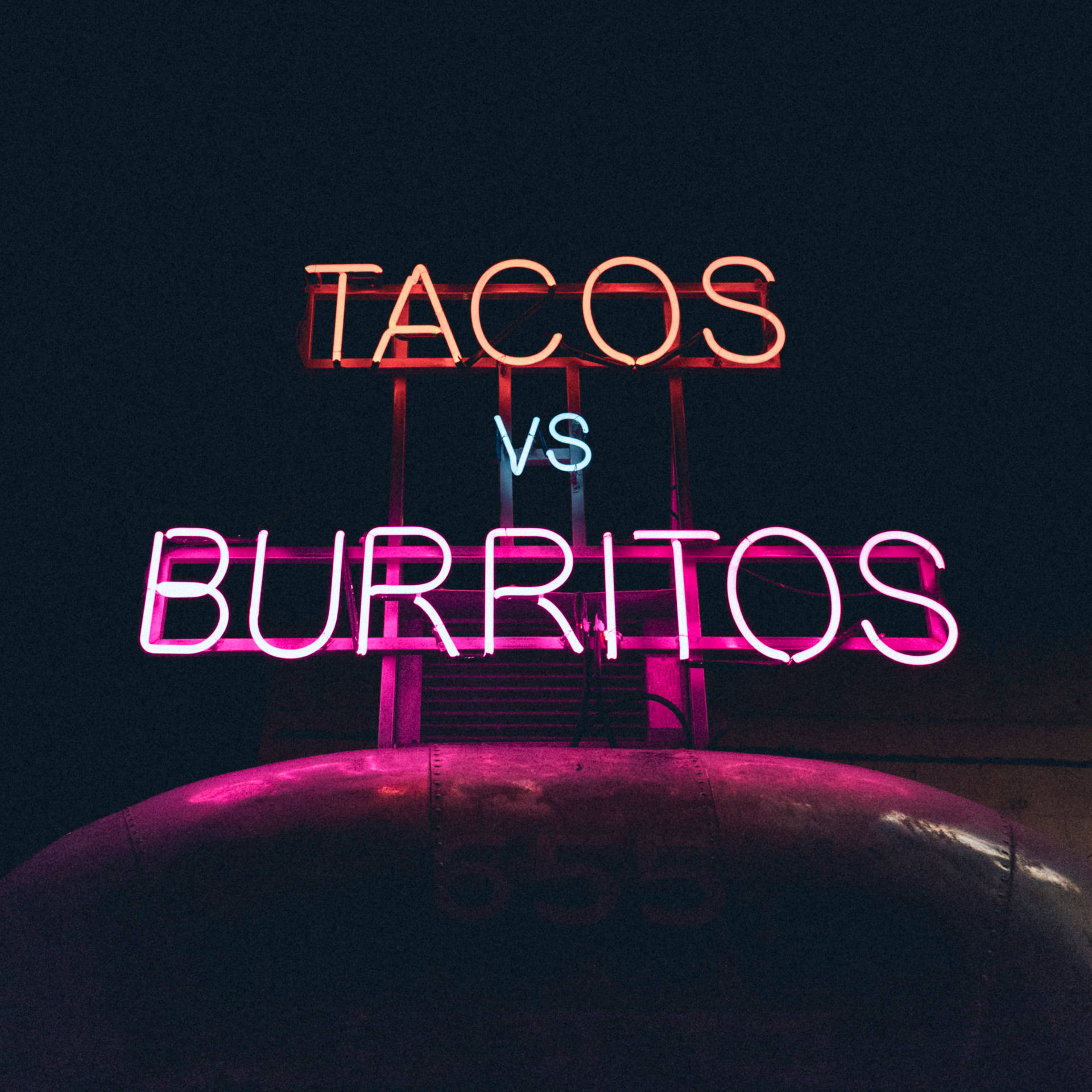 Burritos Vs. Tacos Neon Lights Wallpaper