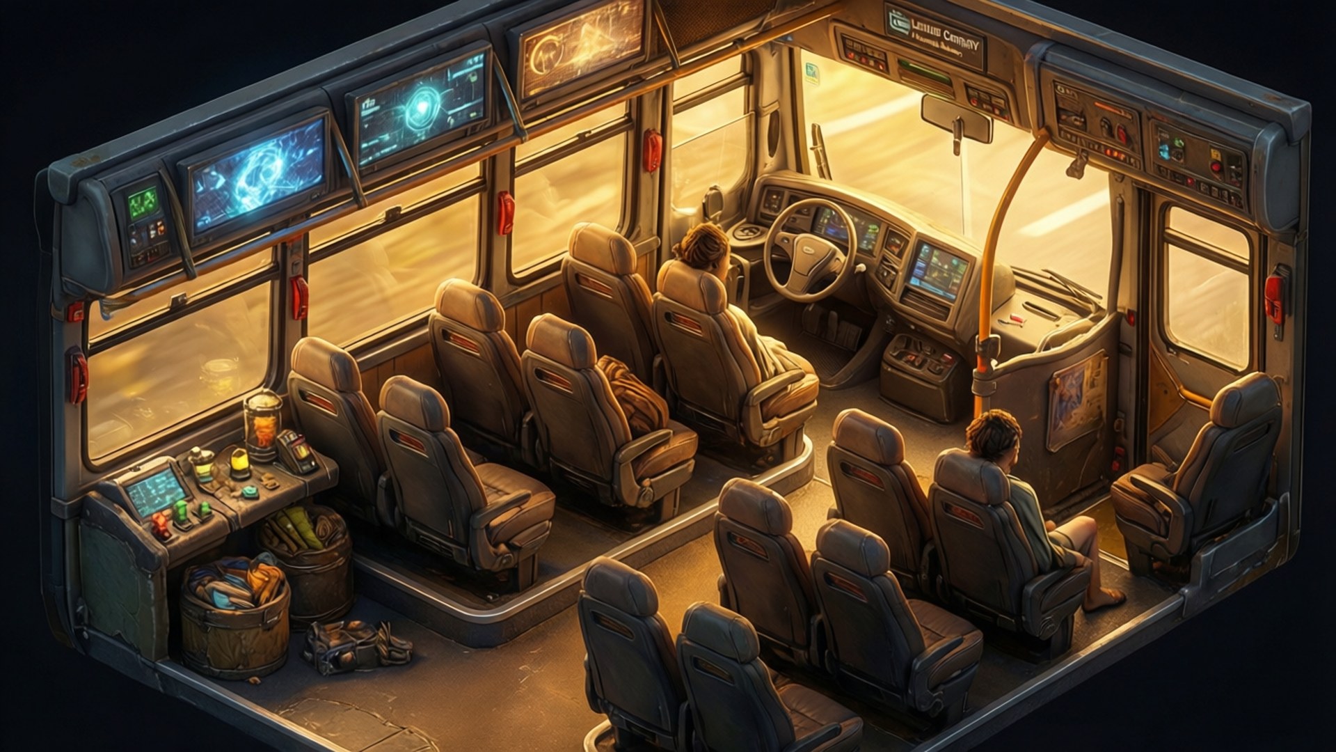 Bus Interior View Achtergronden