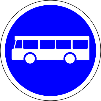Bus Sign Blue Circle PNG