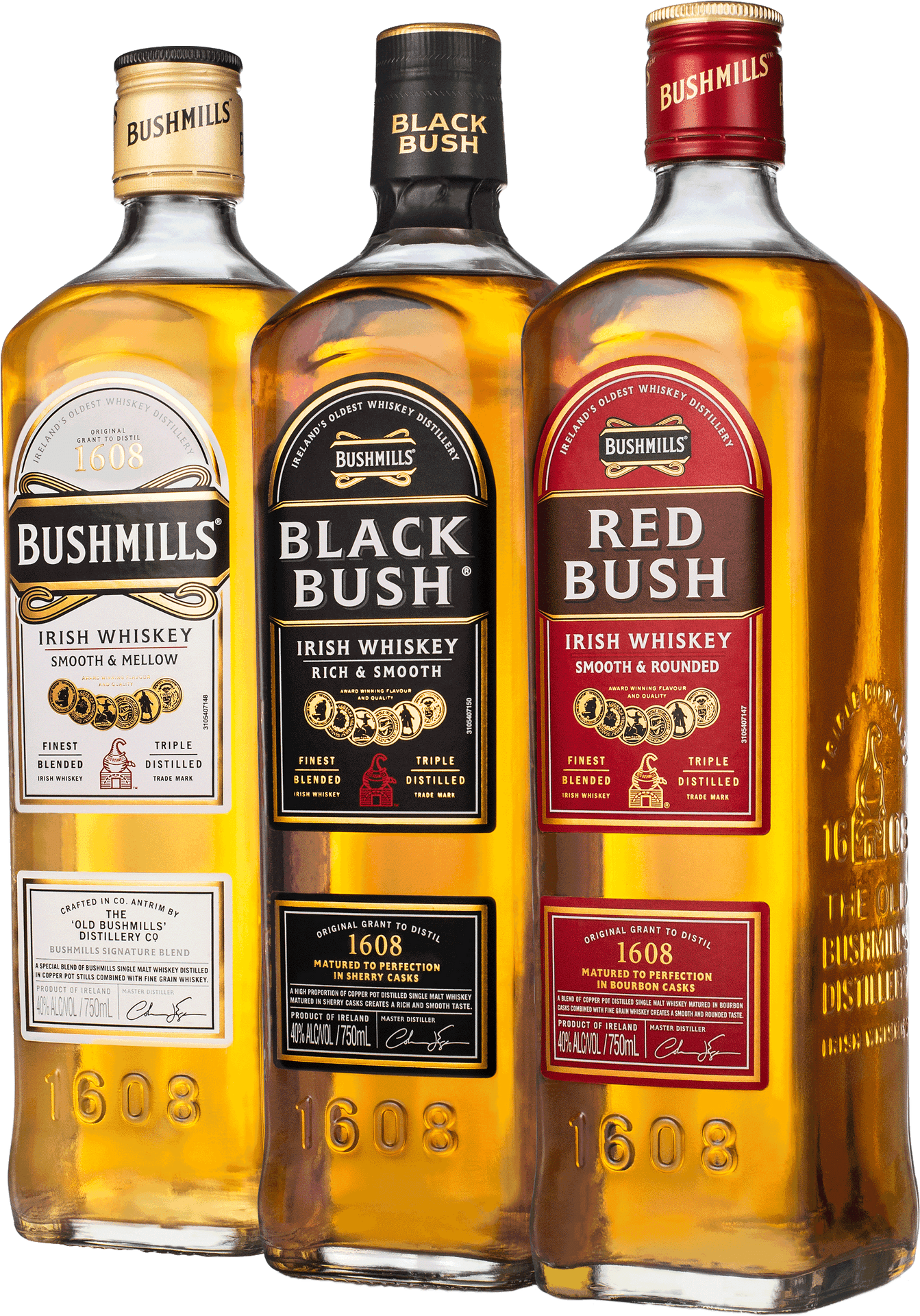 Bushmills Irish Whiskey Collection PNG