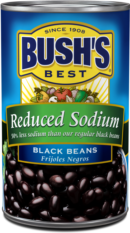 Bushs Reduced Sodium Black Beans Can PNG