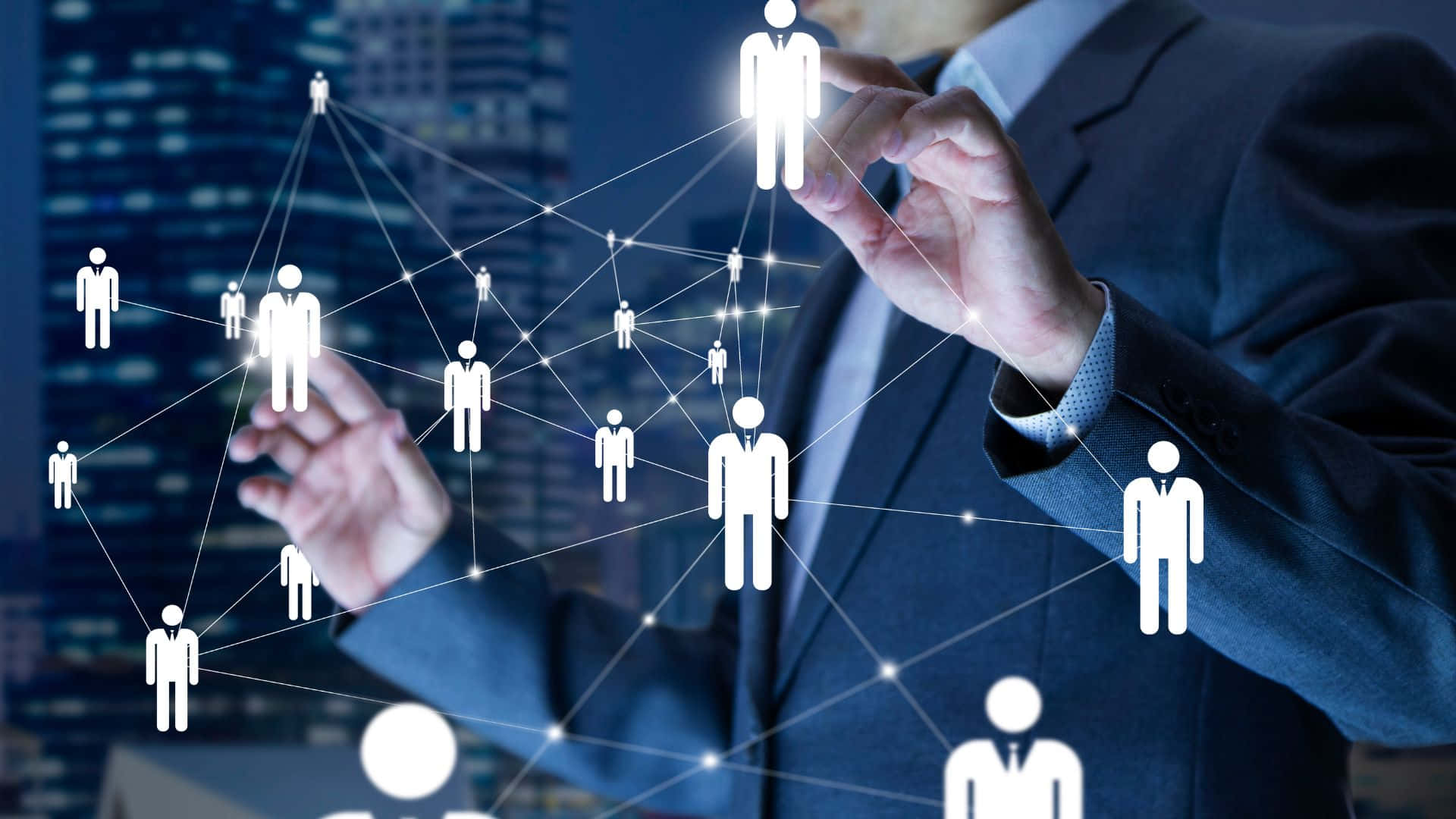 A Businessman Holding A Network Of People