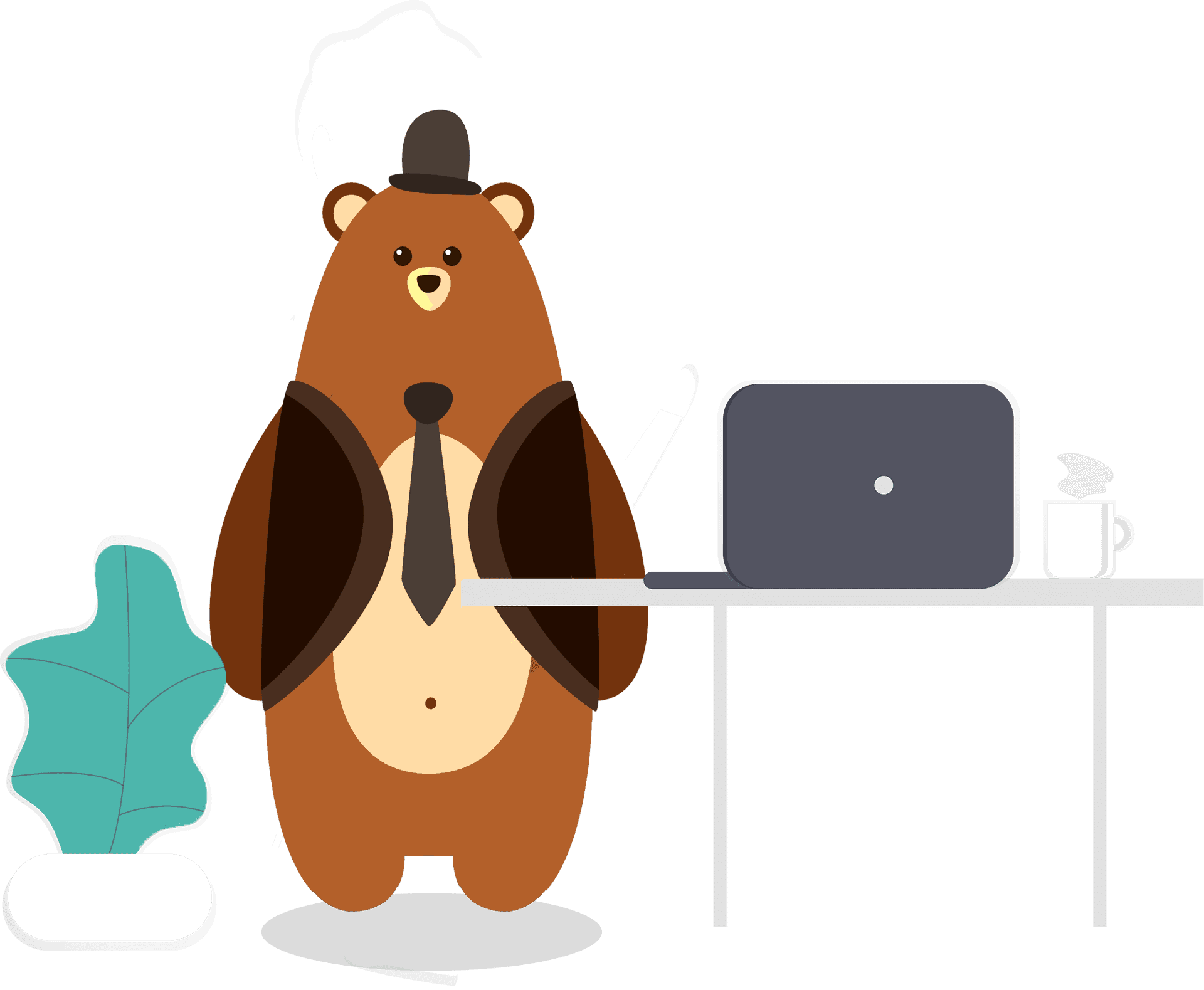 Business Bearat Desk Illustration PNG