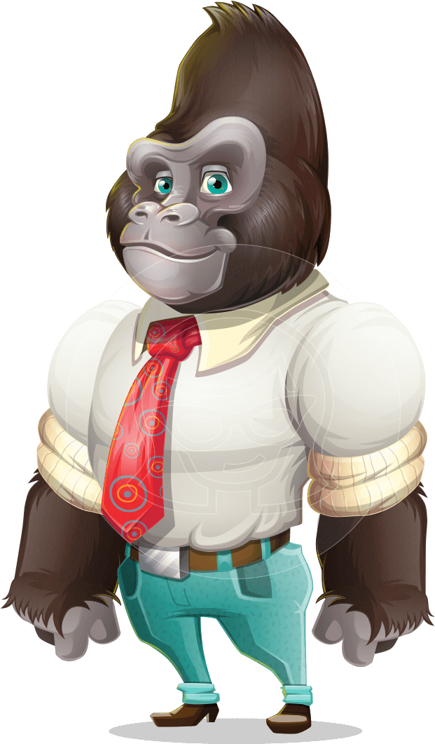 Business Casual Gorilla Cartoon PNG