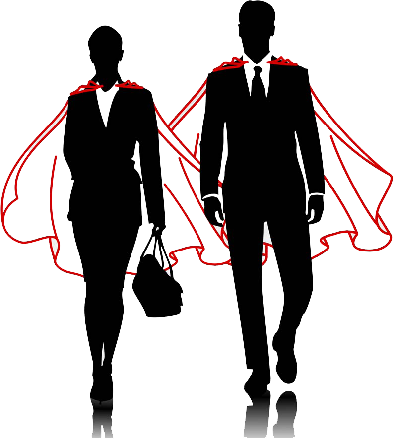Business Couple Silhouetteswith Red Capes PNG