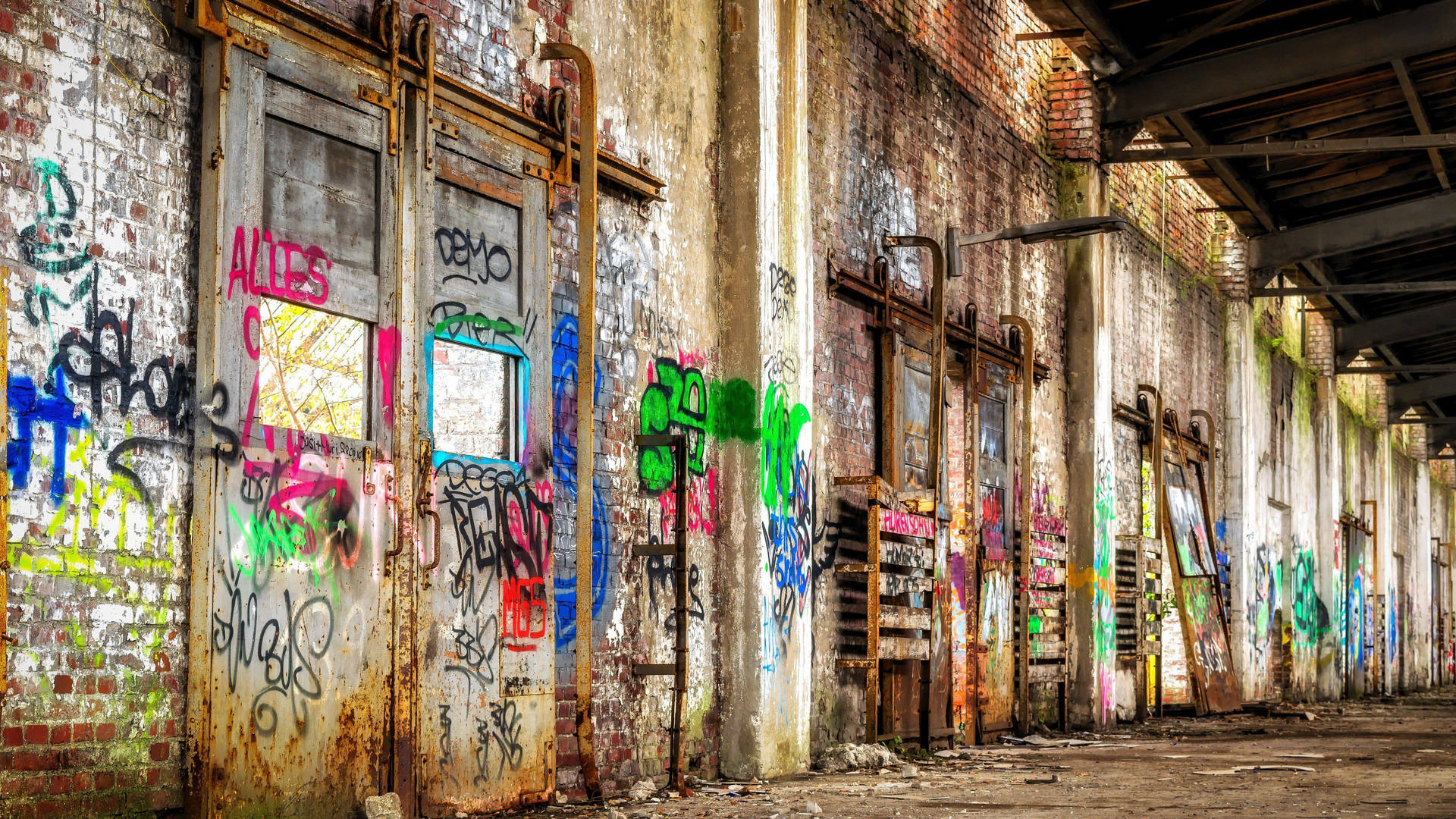 Business Doors And Walls With Graffiti Background