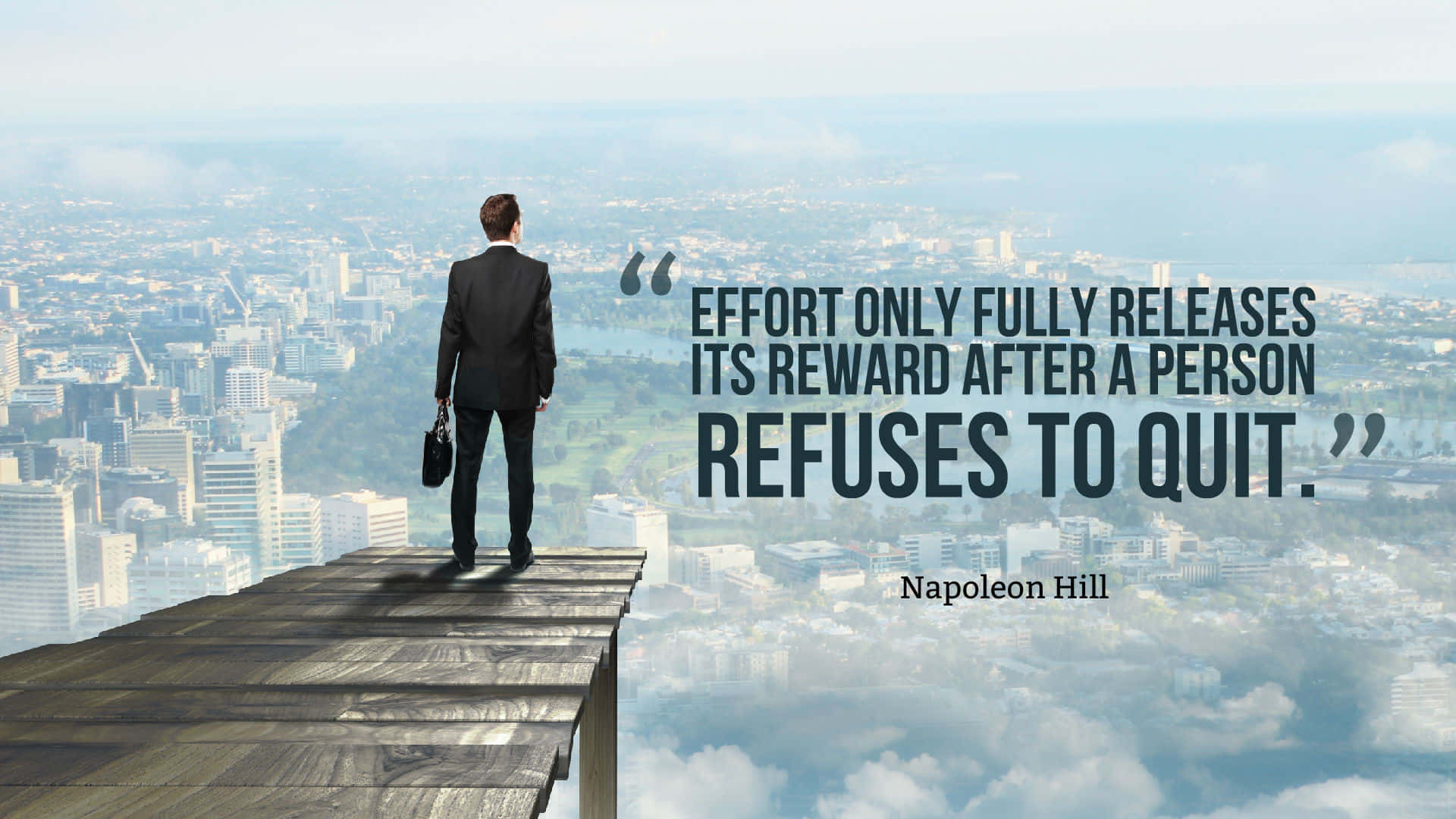 Business Persistence Quote Over Cityscape Wallpaper