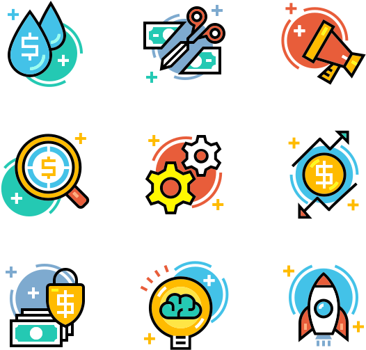 Business Strategy Icons Set PNG