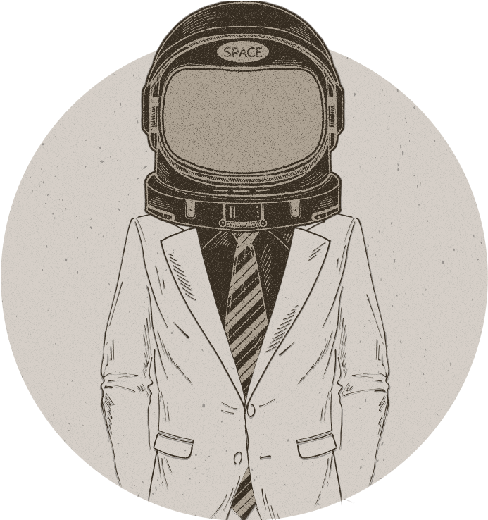 Business Suited Spaceman Illustration PNG