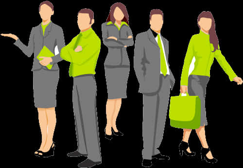 Business Team Cartoon Illustration PNG