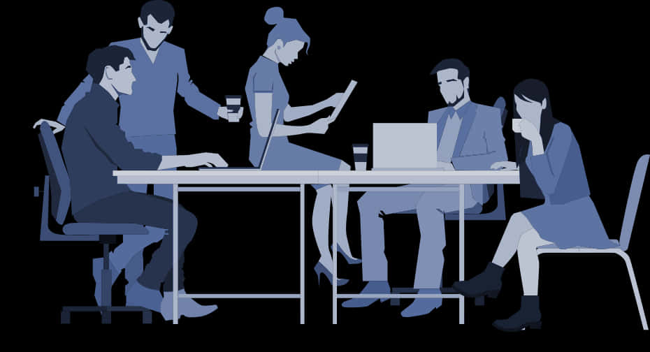 Business Team Meeting Silhouette PNG