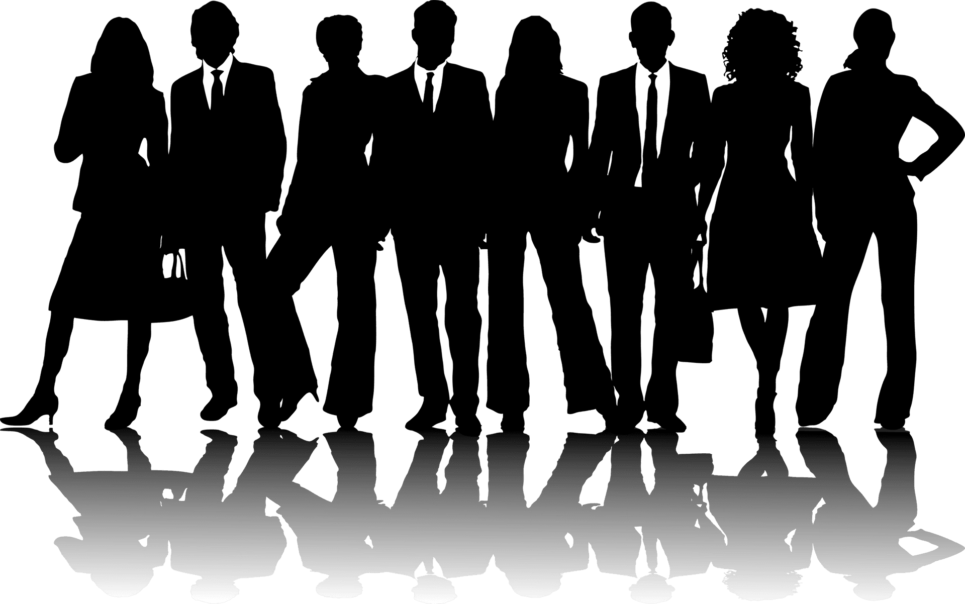 Business Team Silhouette Reflection PNG