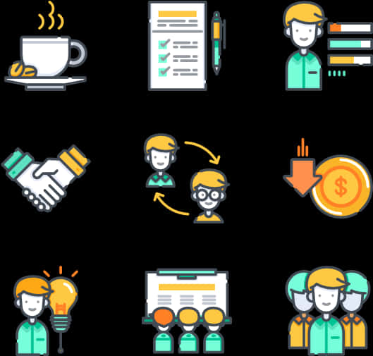 Business Teamwork Icons Set PNG