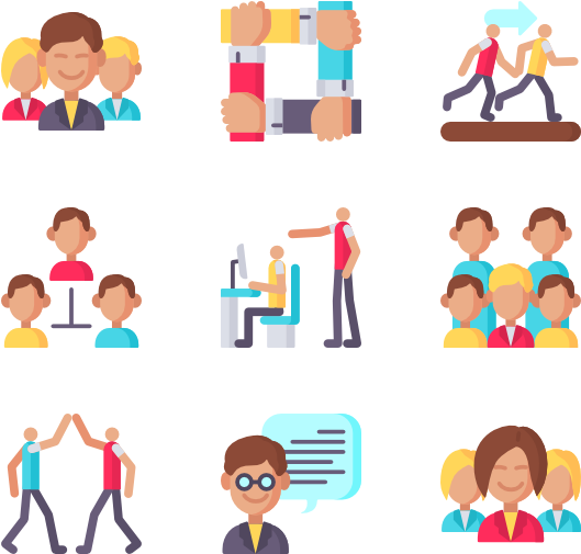 Business Teamwork Icons Set PNG