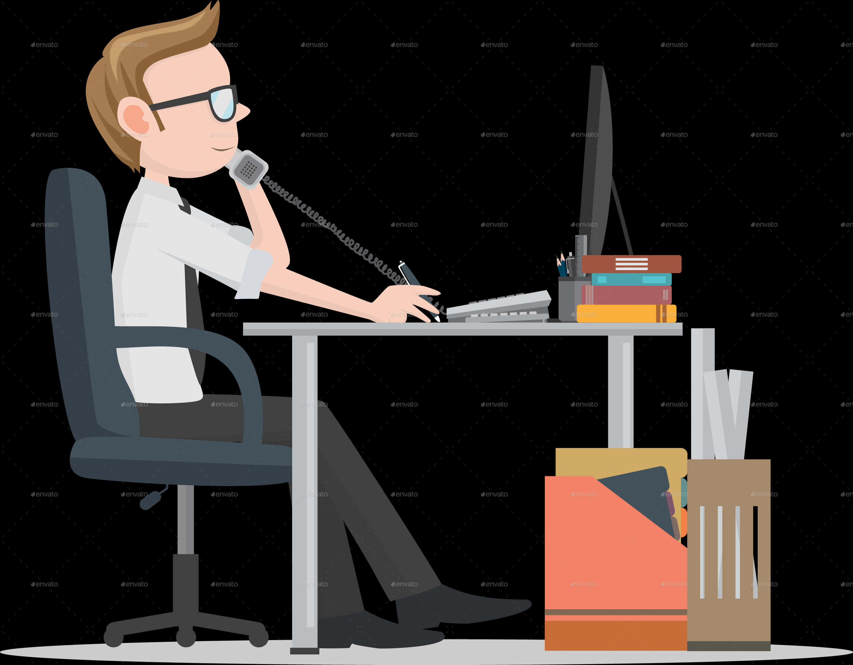 Businessman At Desk Animated PNG
