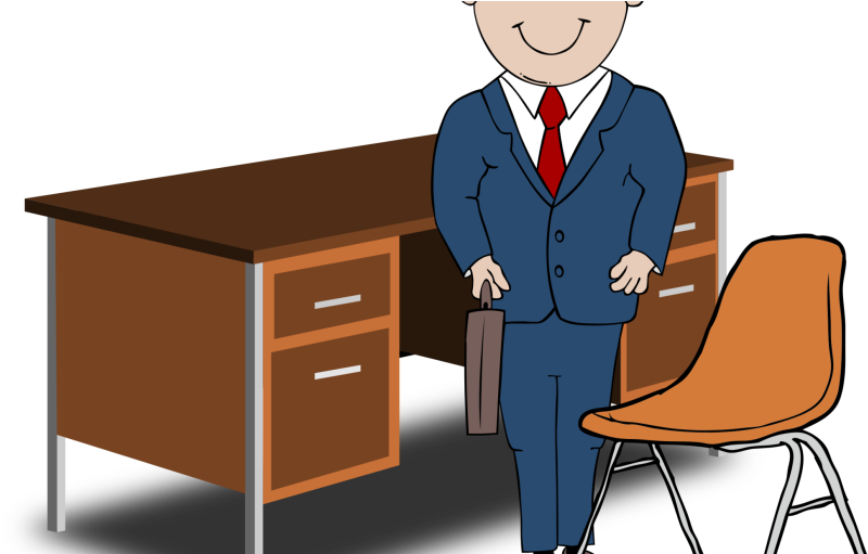 Businessman Cartoonat Desk PNG