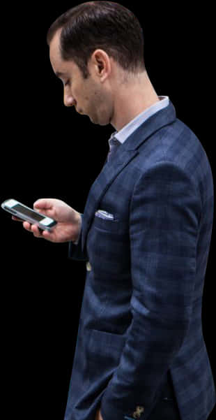 Businessman Checking Phone PNG