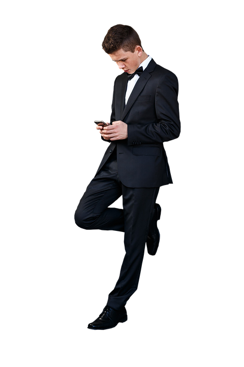 Businessman Checking Phone PNG