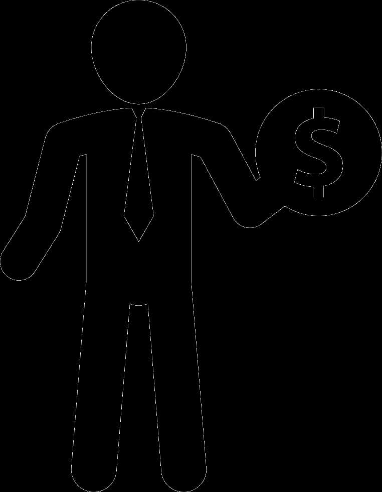 Businessman Holding Dollar Sign Icon PNG