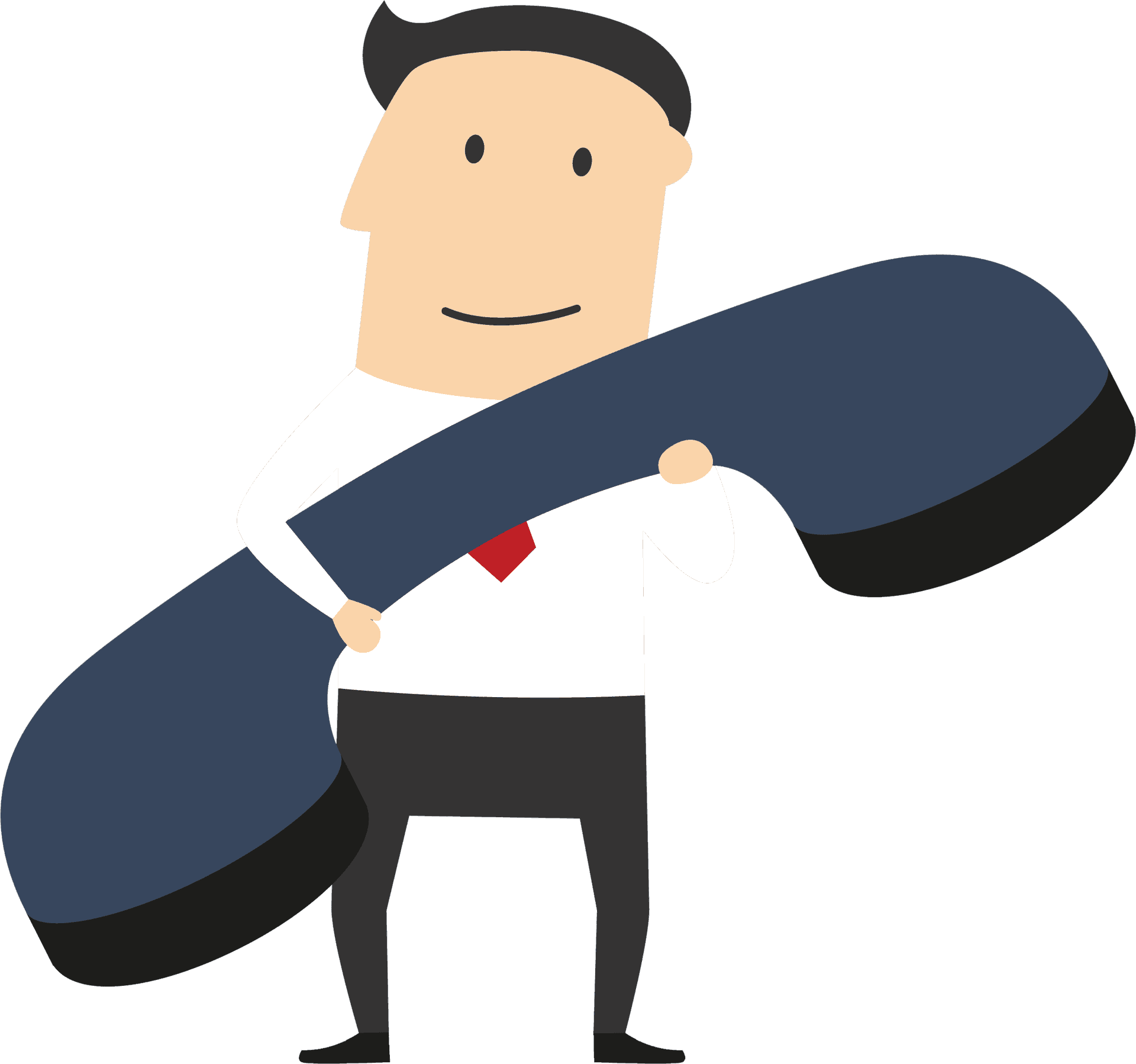 Businessman Holding Giant Phone Clipart PNG