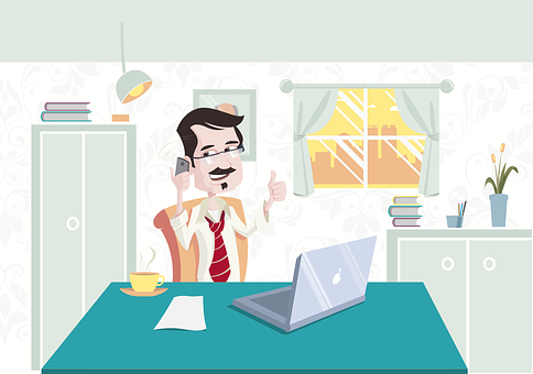 Businessman Home Office Cartoon PNG