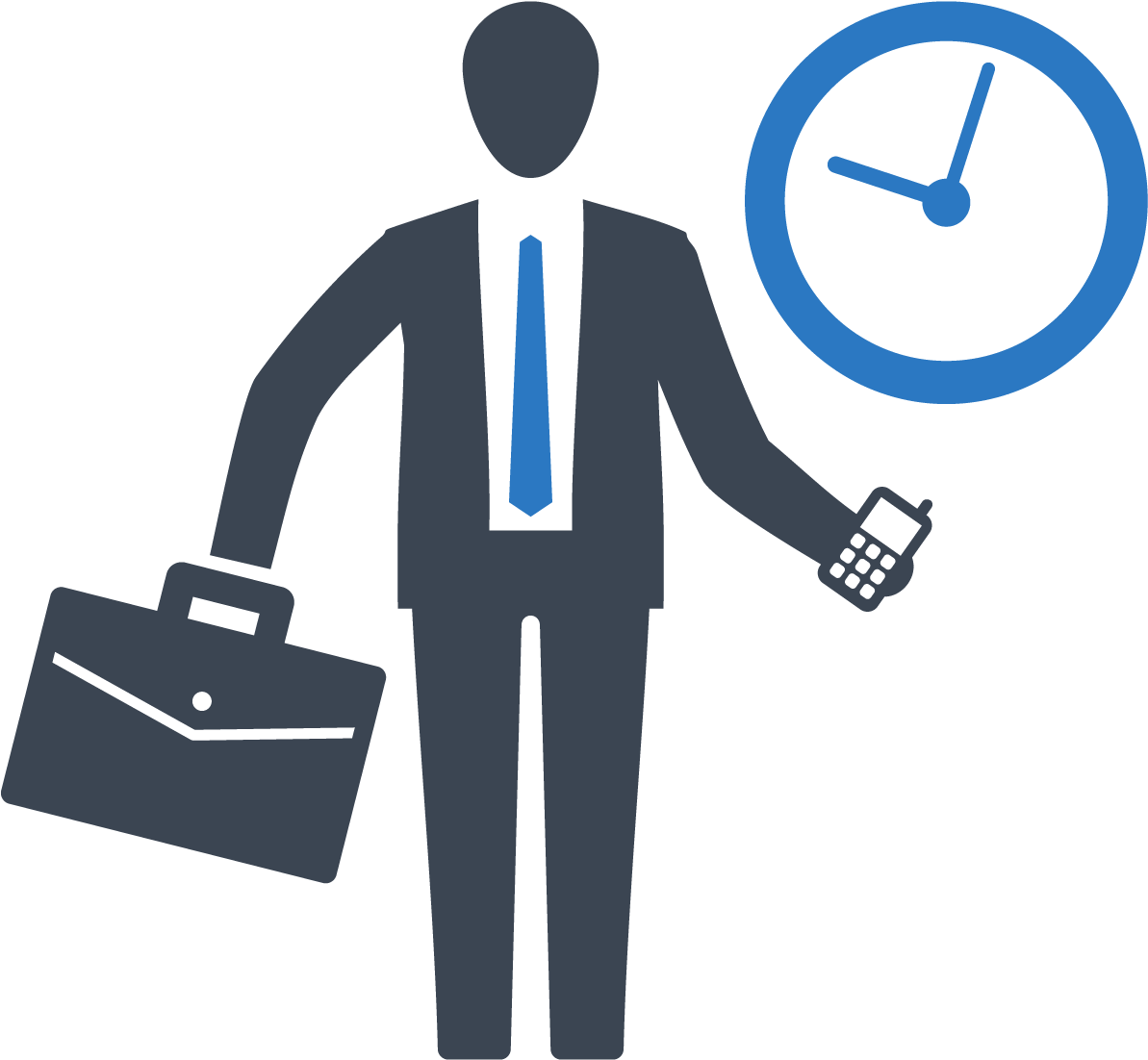 Businessman Iconwith Clockand Phone PNG