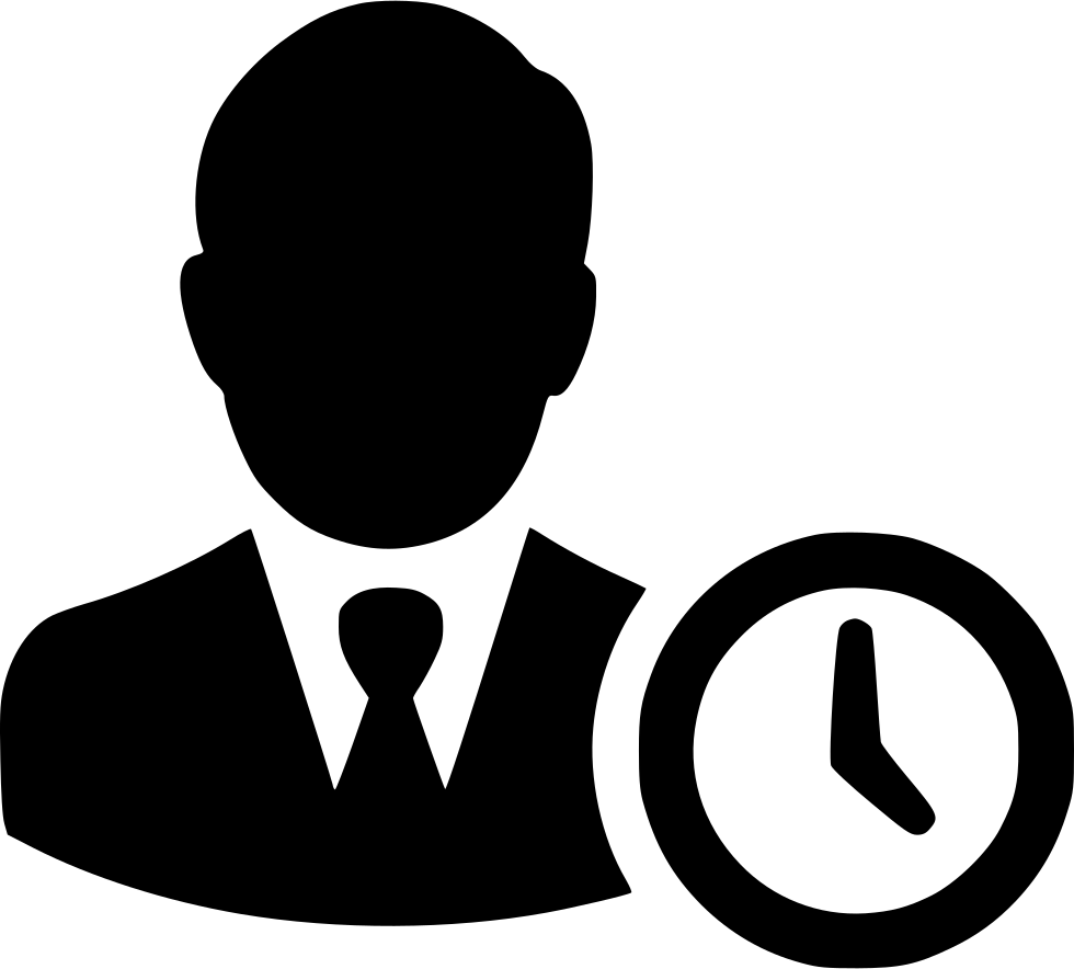 Businessman Silhouettewith Clock Icon PNG
