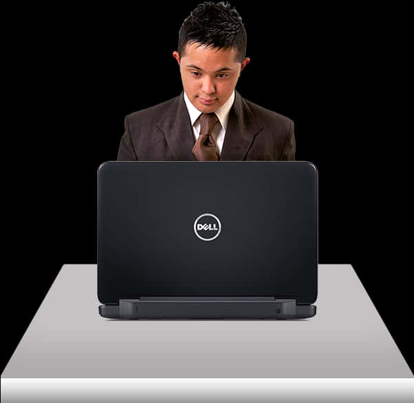 Businessman Using Dell Laptop PNG