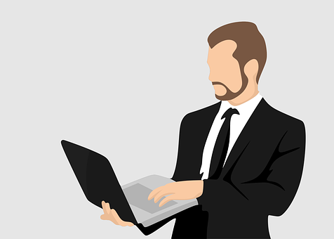 Businessman Using Laptop PNG