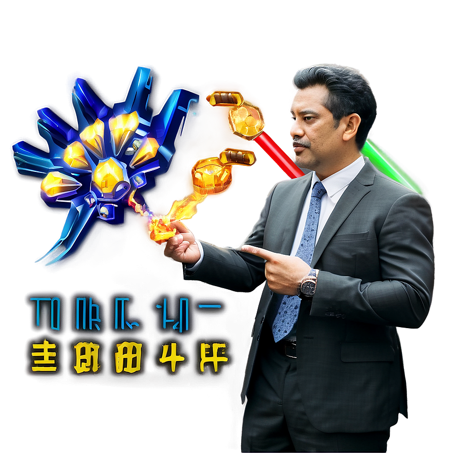 Businessman With Energy Gauntlet PNG