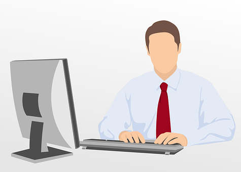 Businessman Workingat Desk Vector PNG