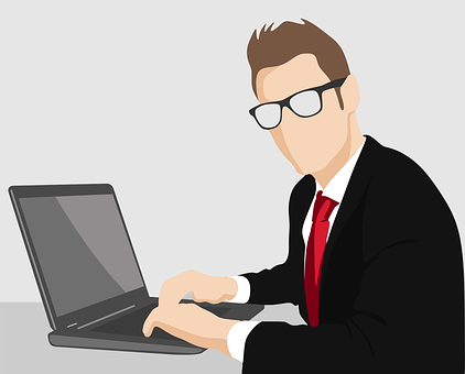 Businessman Workingon Laptop PNG