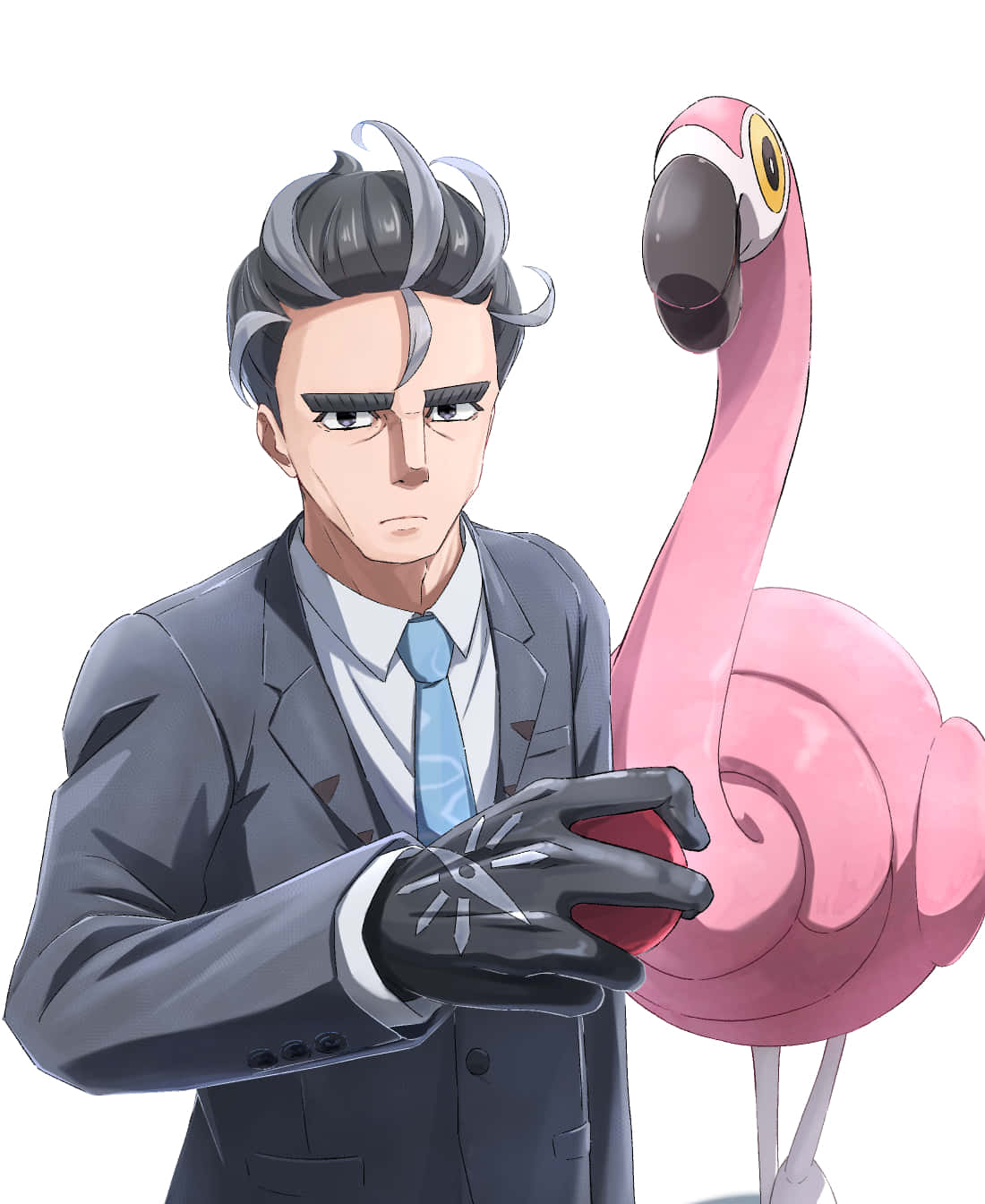 Zakenman En Flamingo Anime Stijl Achtergrond