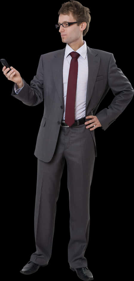 Businessman Checking Phone PNG