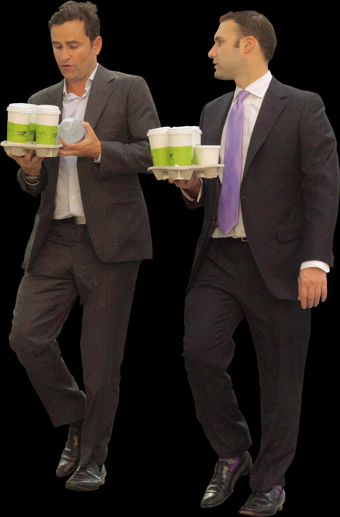 Businessmen Carrying Coffee Cutout PNG