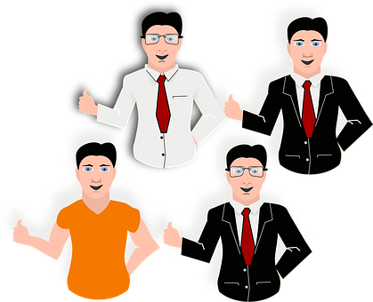 Businessmen Cartoon Thumbs Up PNG