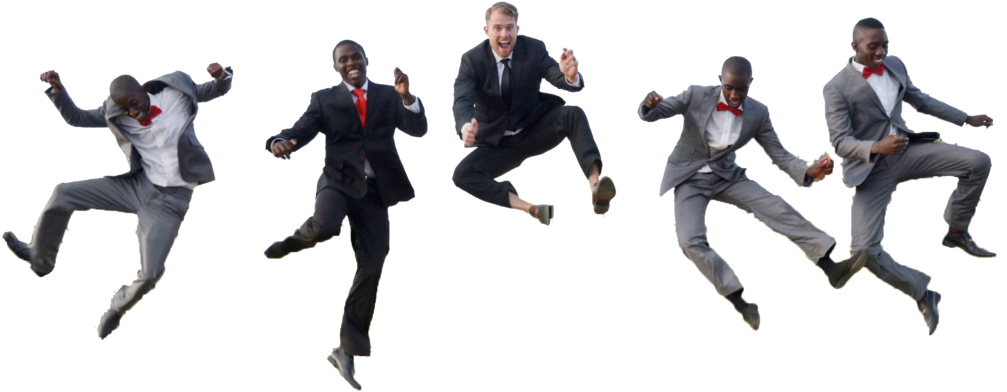 Businessmen Jumping In Suits PNG