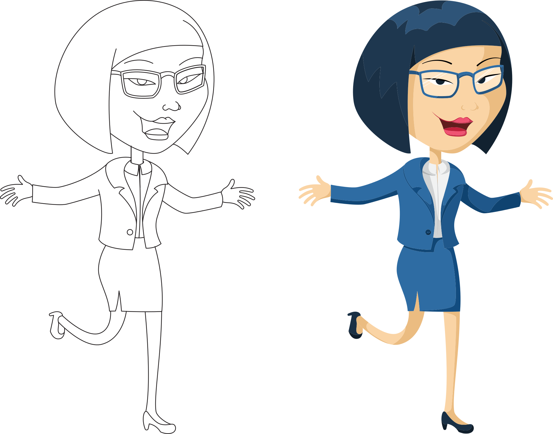Businesswoman Cartoon Character Progression PNG