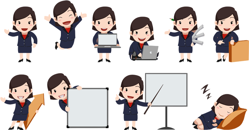 Businesswoman Character Poses Set PNG