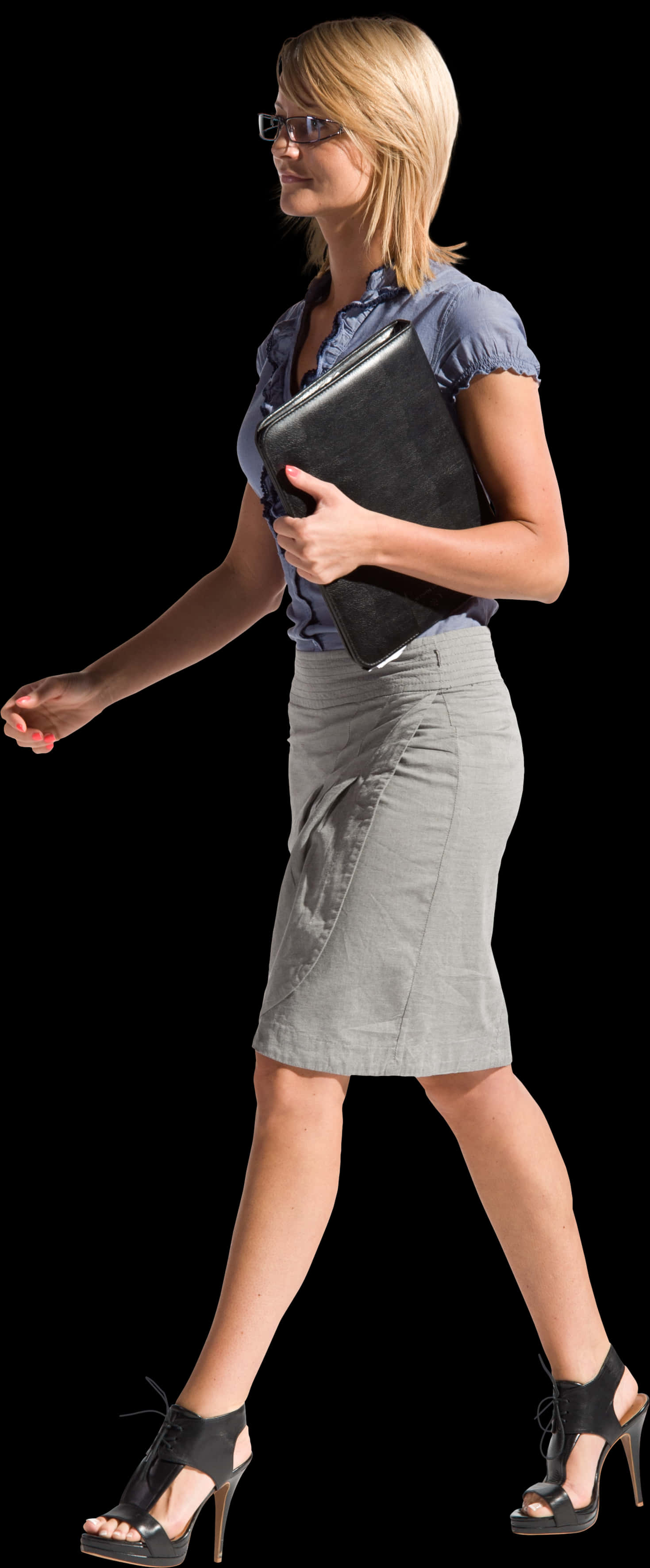 Businesswoman Walking With File Folder PNG