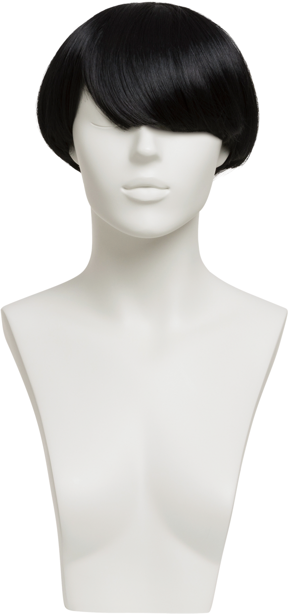 Bust Mannequinwith Black Wig PNG